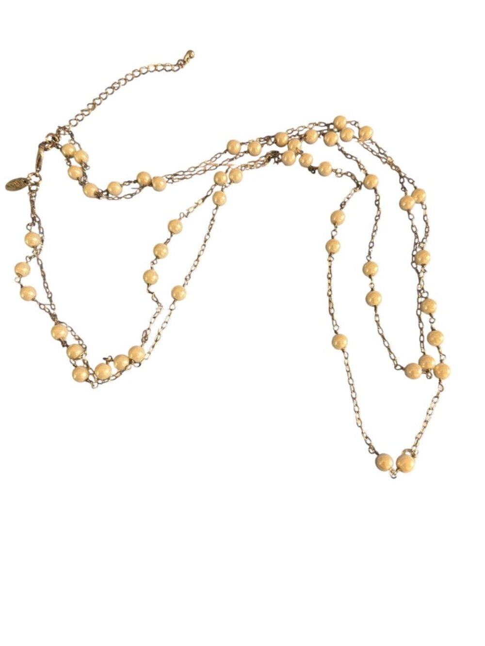 Lia Sophia High Tea Multi Strand Necklace Faux Pearl Silver Tone Layered Adj 29"